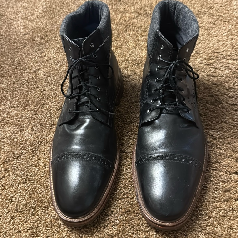 Men, black boots, Johnson and Murphy.
